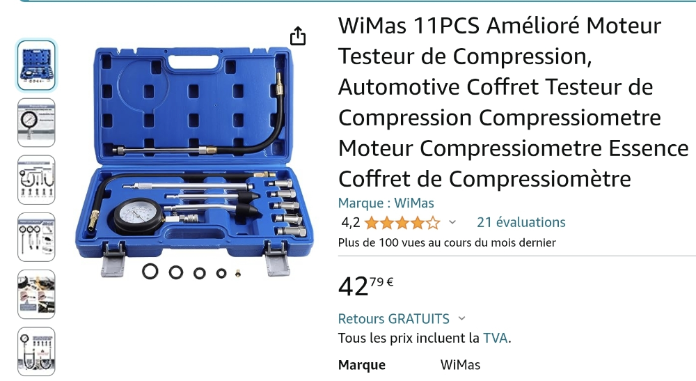 WiMas Moteur Testeur de Compression, Automotive Coffret Testeur de